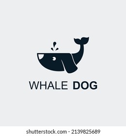 whale with dog logo design vector silhouette illustration
