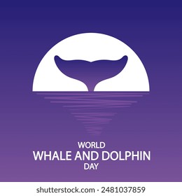 Whale and dolphin day moon, vector art illustration.