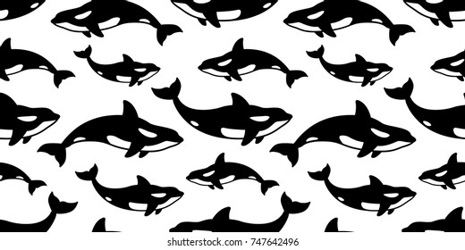 whale dolphin shark fin doodle seamless pattern vector wallpaper background