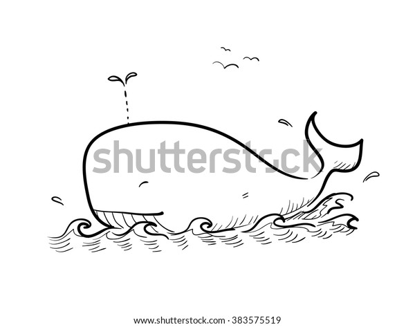 Whale Doodle Hand Drawn Vector Doodle Stock Vector Royalty Free 383575519