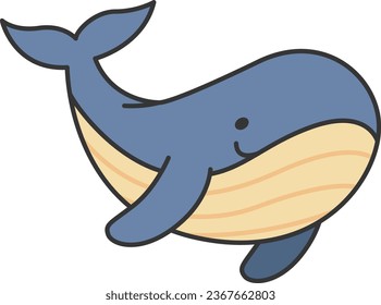 Whale doodle icon. Cartoon illustration of whale doodle icon for web design