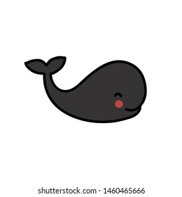 whale doodle icon, vector illustration