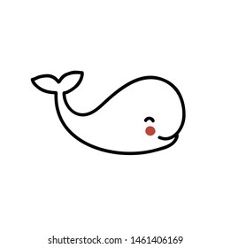whale doodle icon, vector illustration