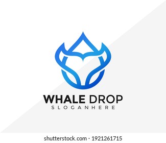 Whale Drop Logo Design. Creative Idea logos designs Vector illustration template