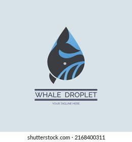 whale droplet logo design template vector for brand or company and other