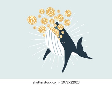 Whale eating Bitcoin. Bitcoin Whales are considered market players with significant funds that are able to move the cryptocurrency market.