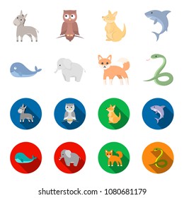 Whale, elephant,snake, fox.Animal set collection icons in cartoon,flat style vector symbol stock illustration web.