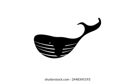 Whale emblem, black isolated silhouette