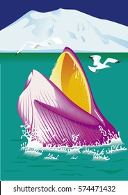 Whale emerging from water