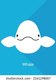 Whale face flat icon design, vector illustration