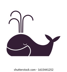 whale fairytale character isolated icon vector illustration design