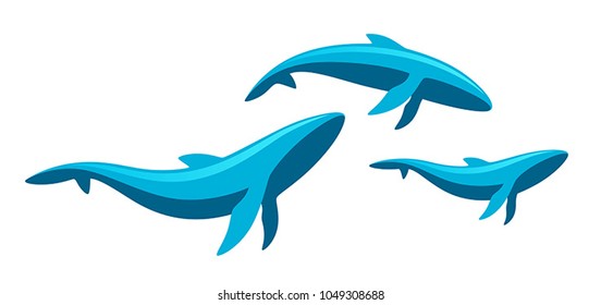 Whale family on a white background