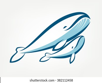 whale family vector symbol