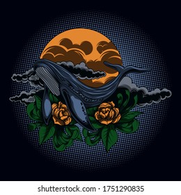 Whale fantasy artwork world oceans day vector illustration