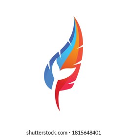 Whale Feather Vector Logo Design