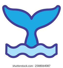 Whale fin marine life icon illustration