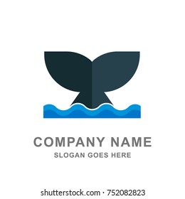 Whale Fin Ocean Animal Logo Vector Icon 