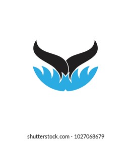 whale fin in the water symbol logo