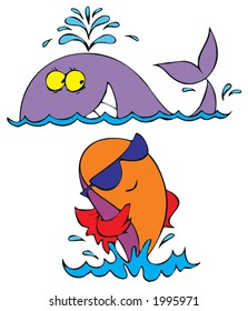 Whale and fish
