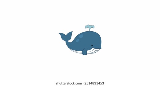 whale fish icon logo design