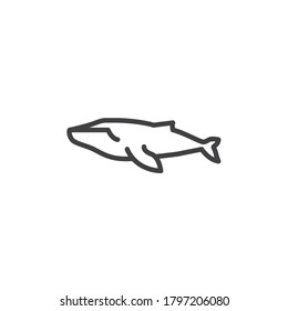 Whale fish line icon. linear style sign for mobile concept and web design. Marine mammal whale outline vector icon. Symbol, logo illustration. Vector graphics