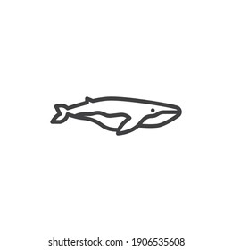 Whale fish line icon. linear style sign for mobile concept and web design. Minke whale outline vector icon. Symbol, logo illustration. Vector graphics