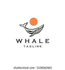 Whale fish logo icon design template flat vector