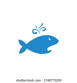 Whale fish logo illustration vector flat design