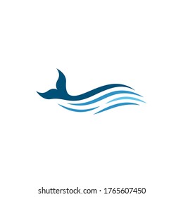 Whale fish logo illustration vector flat design