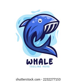 Whale Fish Logo Vector Template