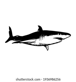 whale fish silhouette vector hand drawn