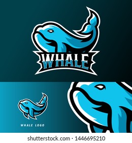 whale fish sport or esport gaming mascot logo template, for your team, business, and personal branding