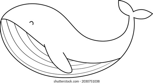 Whale fish swimming outline vector art and illustration