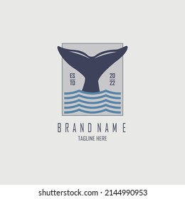 whale fish tail logo design template vector for brand or company and other