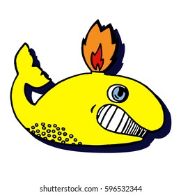 Whale with flame icon. illustration isolated vector sign symbol