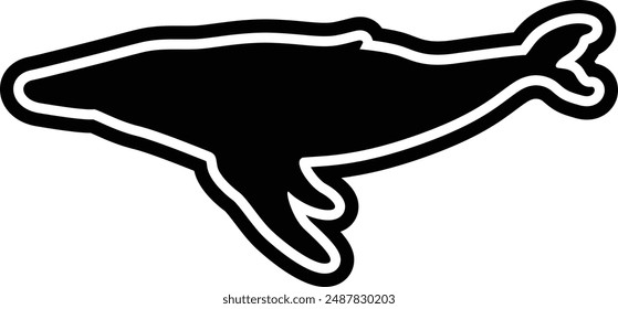 Whale flat black vector icon.