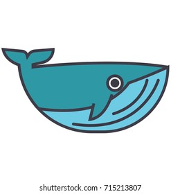 Whale flat line illustration, concept vector isolated icon 