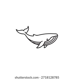 "Whale Flat Vector Icon – Ocean Marine Mammal Illustration."