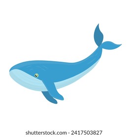 Whale. Flat vector illustration. Elements suitable for animation. 