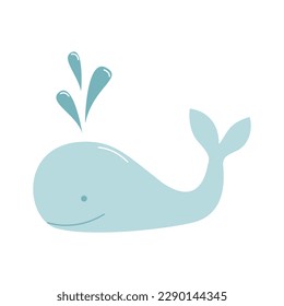 Whale flat vector illustration isolated on white background