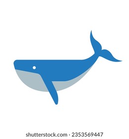 whale flat vector illustration logo icon clipart isolated on white background