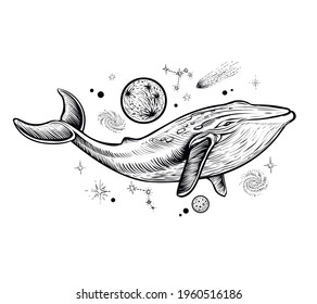galaxy whale art blue whale poster whale geometry art sky whale stars Whale line art cosmic whale art whale constellation