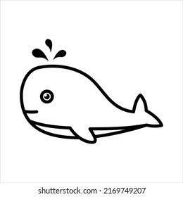 Whale fountain icon vector graphic illustration