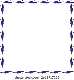 Whale frame. Vector sea life frame for text. Simple baby shower template elements