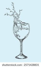 a whale in the glass line art illustration