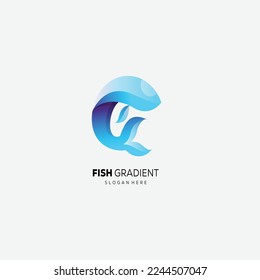 whale gradient color design vector logo