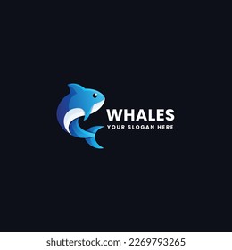 Whale Gradient Logo Icon Illustration