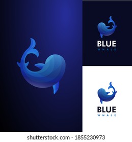 Whale gradient logo icon vector, Blue whale logo design