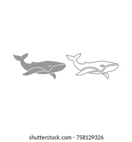 Whale grey icon .