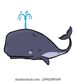 whale hand drawn halftone color vector illustration